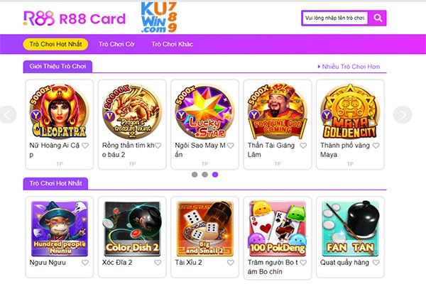 Giao diện truy cập game bài 3D R88 ngưu ngưu 