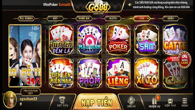 Trải nghiệm bất tận với game bài Go88 đa dạng và độc đáo